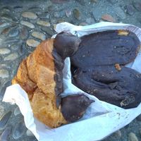 Chocolate croissant + chocolate palmier at Santa Clara Bakery  in Barcelona