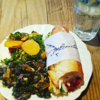 sandwich and salad at The Harbinger Cafe & Bakery in Charleston