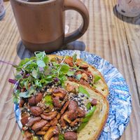 Grasshopper Toast and Breakfast Tea at The Harbinger Cafe & Bakery in Charleston