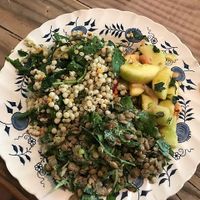 I ordered a plate of three different salads.  They were all tasty, but not worth the drive or the atmosphere.   at The Harbinger Cafe & Bakery in Charleston