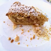 Hot apple pie with ice cream ( for vegans without ice cream) at Peppermint Fresh Kitchen in Zakynthos
