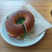 Avocado-beetroot hummus bagel at My Deli Love  in Berlin