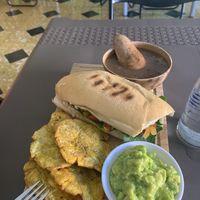 Loved the bean soup with seed pod spoon at Mar y Hojas Cocina Vegana in Cartagena