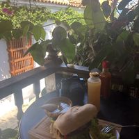 Balcony view at Mar y Hojas Cocina Vegana in Cartagena