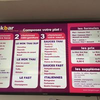Main menu at Wokbar in Grenoble