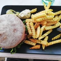 This is my burger and the fries at Gutsy in Carcavelos