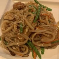 Stir-fried udon noodles   at Wild Ginger in Brooklyn