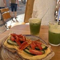 Toast w hummus   at Goldig in Lagos