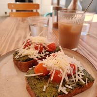 Toast with avocado and tomatoes at Goldig in Lagos