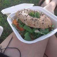 Vegan 'salmon' bagel at Goldig in Lagos