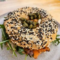 Salmon bagel at Goldig in Lagos