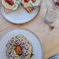 Bagel 0 & tosta Hummus at Goldig in Lagos
