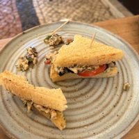 GF Tuna sandwich ( half eaten)  at Goldig in Lagos