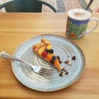 Vegan Fruit Tart & Chai Tea with Oat Milk at Goldig in Lagos