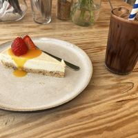 lemon cheesecake and iced chocolate!  at Goldig in Lagos