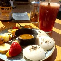 rice cake and smoothie   at Goldig in Lagos
