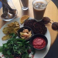 dish of the day: vegan burger  at Goldig in Lagos