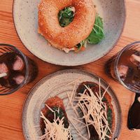 Vegan smoked salmon bagel and Tosta Vegana at Goldig in Lagos