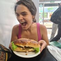 the sandwich is huge at Pop Art Cafe in Foz Do Iguacu