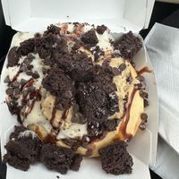 Cookie Monster with added brownie bites  at Cinnaholic in Los Angeles