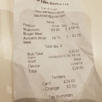 Our meal at Eat of Eden in South West London