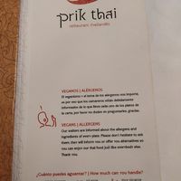 Inform the waiters if you are vegan at Prick Thai in Cambrils