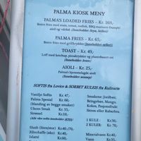 Menu at Palma Kiosk & Kaffebar in Sarpsborg