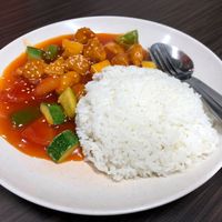 Sweet and sour meat rice  at SHU Vegetarian 蔬方斋 - Ang Mo Kio  in Northeast Singapore