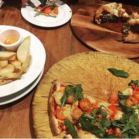 Wedges, vegan pizza and vegan calzone (with vegan cheese) at Winnie Bagoes - City Centre in Christchurch