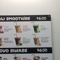Smoothie options (Need to specify no yogurt in some) at 123Yo in Launceston