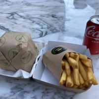 GF falafel burger & fries  at Vburger Camden in North West London