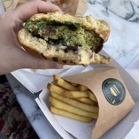 GF falafel burger & fries  at Vburger Camden in North West London