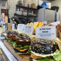 No fish burger at Vburger Camden in North West London