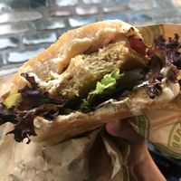 Schnitzel burger  at Vburger Camden in North West London