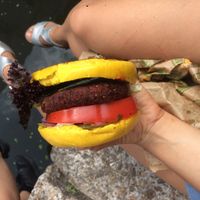 The beet burger(upwards?) at Vburger Camden in North West London