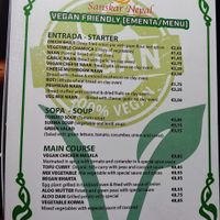 Menu at Sanskar Nepal in Lisbon