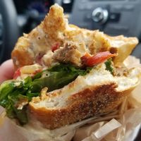 Philly cheesesteak with lettuce. Could use more flavor. at enVegan in Morrow