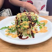 Crab cake layer at enVegan in Morrow