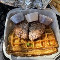 chicken and waffles   at Dajen Eats in Eatonville