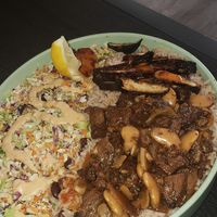 Rice bowl with Hoax and jerk chick'n at Dajen Eats in Eatonville