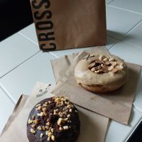 Chocolate & peanut butter and jelly doughnuts at Crosstown Doughnuts - Shoreditch in East London