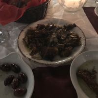 fried mushrooms at Candouni in Santorini