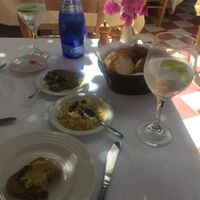 fava bean and eggplant dips. at Candouni in Santorini