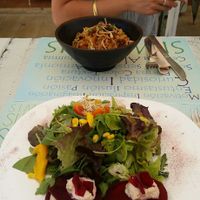 mango chilli salad and teriyaki wok  at Simbiosis in Ibiza
