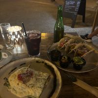 Vegan lasagna and tacos  at Simbiosis in Ibiza