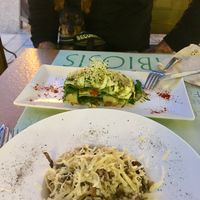 risotto and raw vegan lasagna--per friendly :)  at Simbiosis in Ibiza