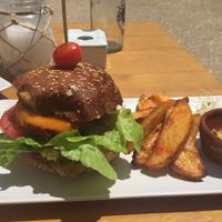 House burger 1 of the BEST VEGAN BURGERs I’ve ever had  at Simbiosis in Ibiza