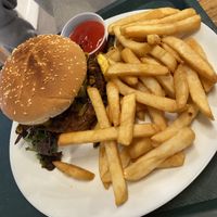 Beyond burger with interesting mushrooms  at Veg on the Edge in Santa Cruz