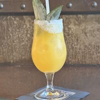 Another craft non alcoholic beverage LOST IN PARADISE
passion fruit ginger beer, lemon and salt  at Veg on the Edge in Santa Cruz