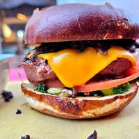 Suya burger at Veg on the Edge in Santa Cruz